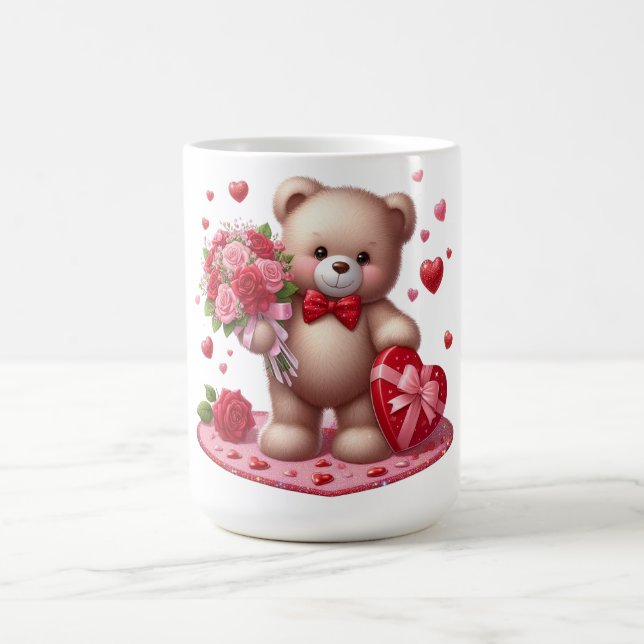 Taza De Café Cute El día de San Valentín Teddy Bear (Centro)