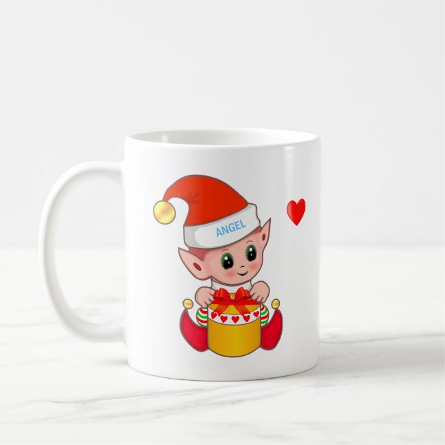Taza De Café Cute elfo de Navidad & corazón (Izquierda)