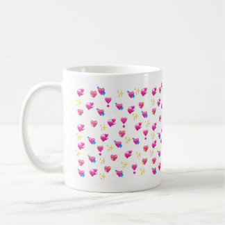 Taza De Café Cute Emoji Estrellas Corazones Kawaii
