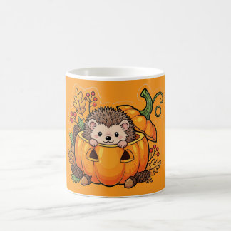 Taza De Café Cute ergehog en calabaza - café otoñal tazón