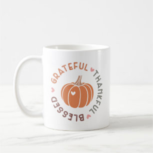 Taza De Café Cute Fall Brompkin Gracioso Agradecido Cita Bendec