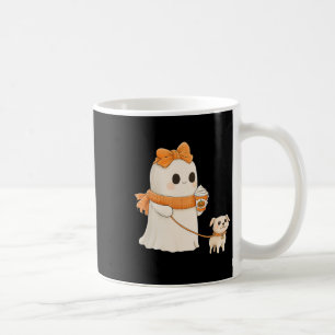 Taza De Café Cute fantasma Walking Dog Coquette Bow Perro Hallo