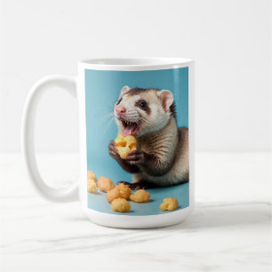 Taza De Café Cute Ferret comiendo bolas de queso