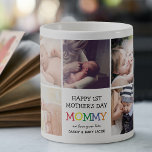 Taza De Café Cute First Mother's Day Mommy| Photo Collage<br><div class="desc">Create your very own special first Mothers day gift with this cute photo collage coffee mug. Featuring 9 square photographs and the text 'Happy 1st Mother's Day',  the word MOMMY in bright colorful letters,  a we love you lots message and names.</div>