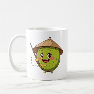 Taza De Café Cute Fishing Coconut Cartoon - Tropical Summer Vib