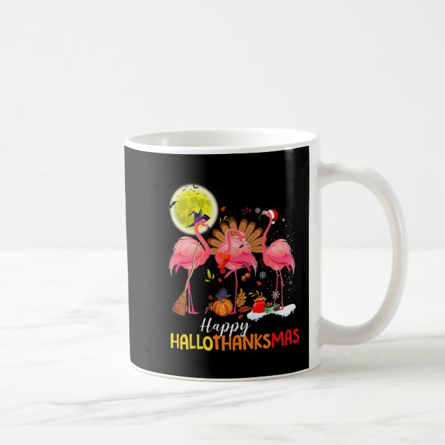 Taza De Café Cute flamenco HalloThanksmas Feliz Halloween Graci (Derecha)