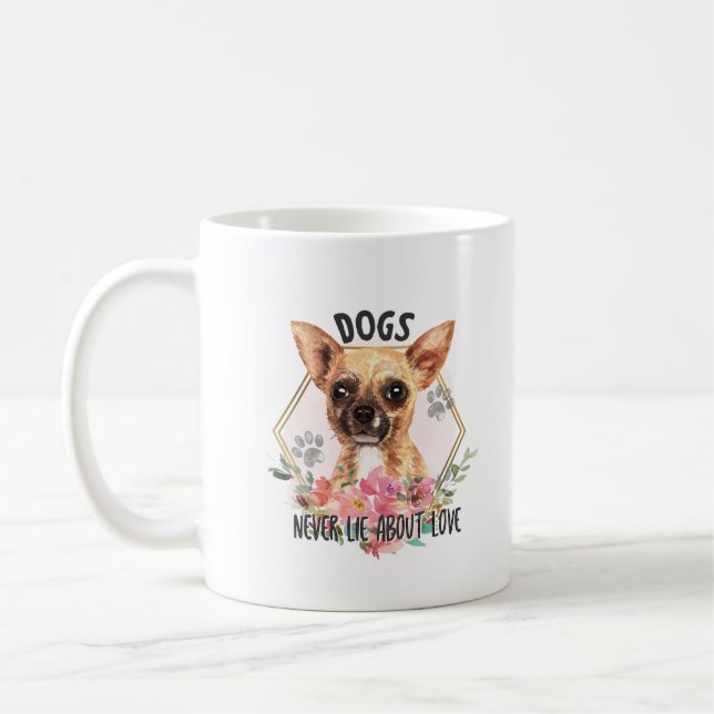 Taza De Café Cute Floral Chihuahua Love (Izquierda)