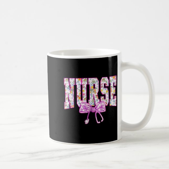 Taza De Café Cute Floral Nk Nurse Coquette Bow Stethoscope Nurs (Derecha)