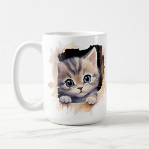 TAZA DE CAFÉ CUTE FLUFFY CALICO KITTEN FACE