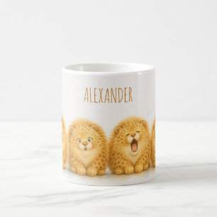 Taza De Café Cute Fluffy Leopard Acuarela Niños 