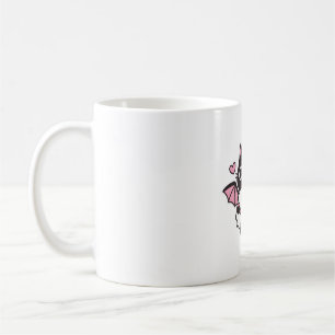 Taza De Café Cute Flying Demon Black Cat Holding Skull