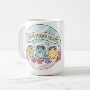 Taza De Café Cute Frog Club – Ranas Kawaii Pastel Floral Lindas