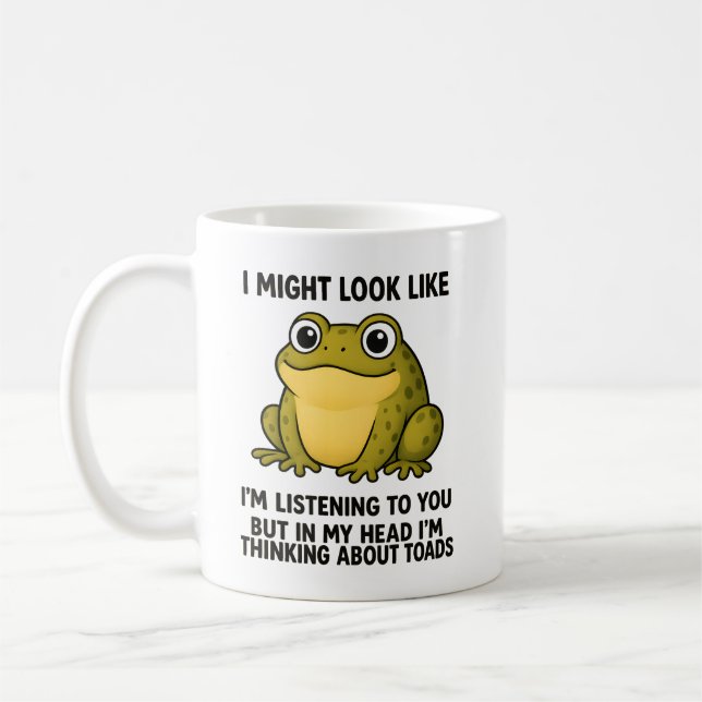 Taza De Café Cute Frog Toad ADHD Humor Meeting Survival Gift (Izquierda)