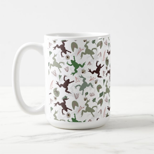 Taza De Café Cute Frogs Nature Floral Pattern (Izquierda)