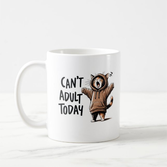 Taza De Café Cute Funny Cat 'I can't Adult Today' Coffee Mug (Izquierda)