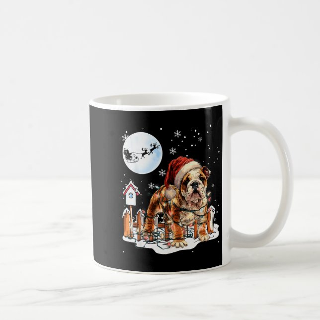 Taza De Café Cute Funny English Bulldog Christmas Lights Santa  (Derecha)