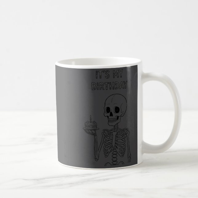 Taza De Café Cute Funny Kawaii Skeleton Birthday Skull Happy Wo (Derecha)