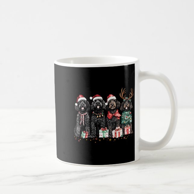 Taza De Café Cute Funny Reindeer Santa Black Goldendoodle Dogs  (Derecha)