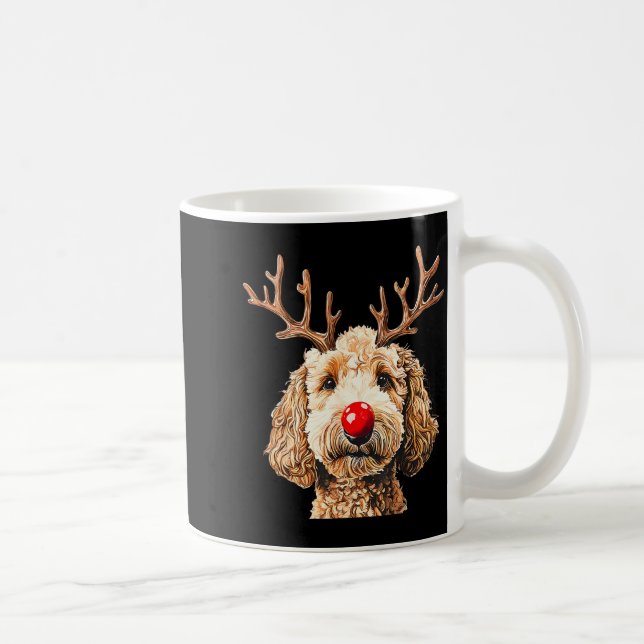 Taza De Café Cute Funny Reindeer Santa Goldendoodle Christmas T (Derecha)