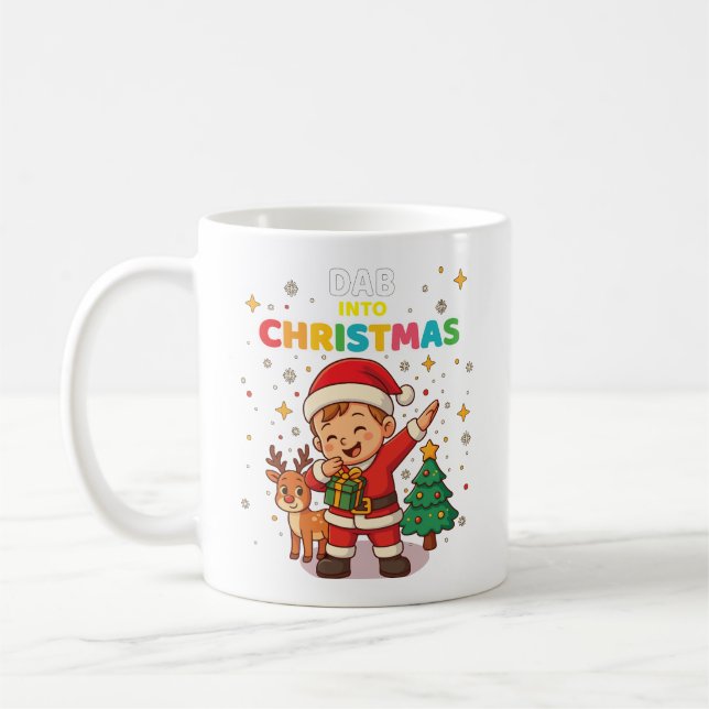 Taza De Café Cute Funny Santa Kid Dabbing Christmas Mug with Re (Izquierda)