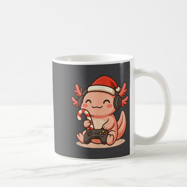 Taza De Café Cute Gamer Axolotl Christmas Design  (Derecha)