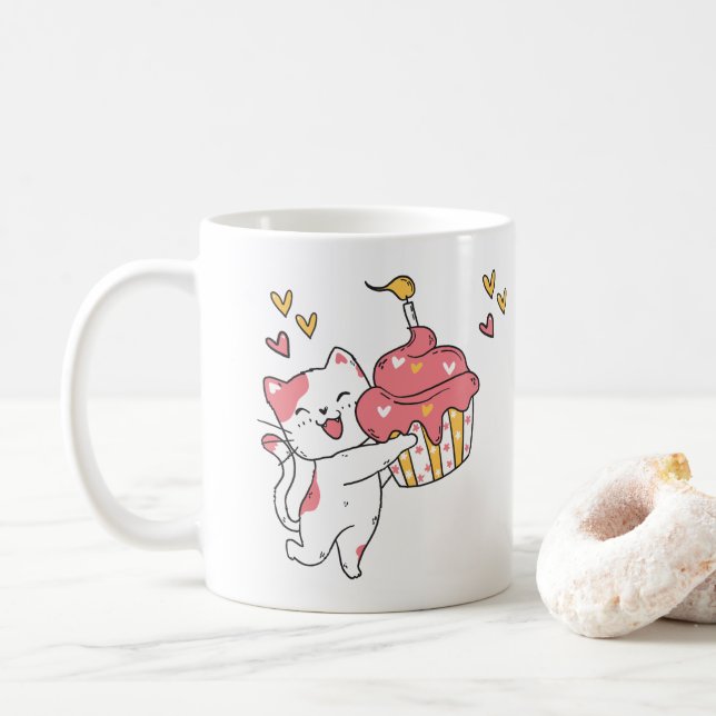 Taza De Café Cute gato Kawaii con quequitos (Con donut)