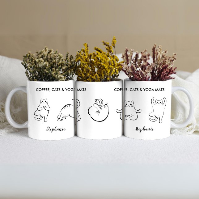 Taza De Café Cute Gatos Personalizados Conjuntos de Yoga (Cute Personalized Cats Yoga Mats Coffee Mug)