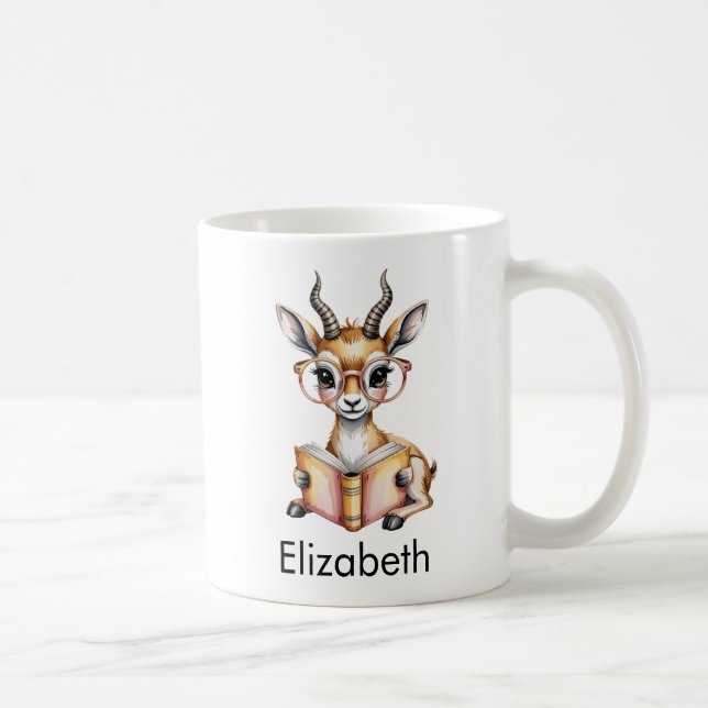 Taza De Café Cute Gazelle Reading a Book Custom (Derecha)