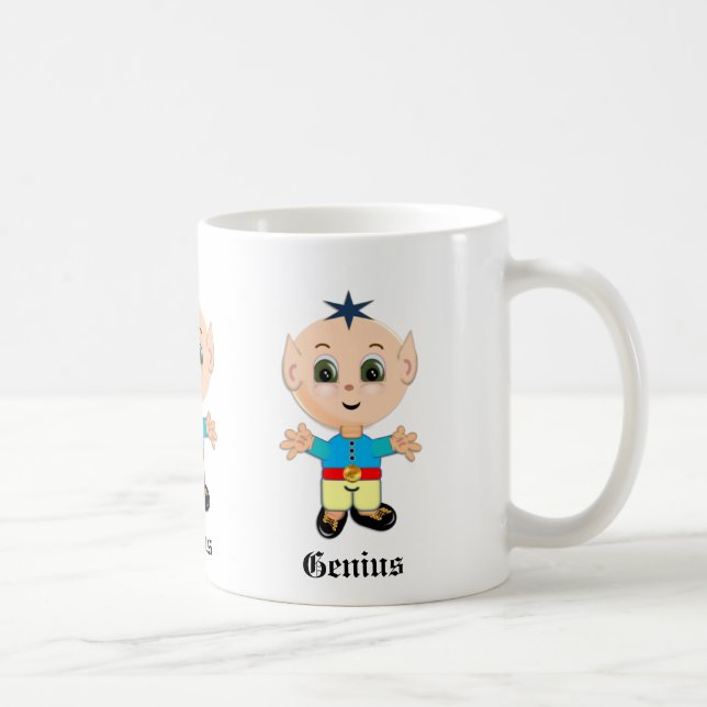 Taza De Café Cute Genius Elf & Calligraphy (Derecha)