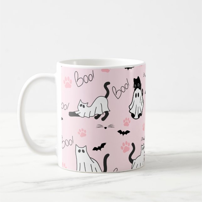 Taza De Café Cute Ghost Cats Halloween (Izquierda)