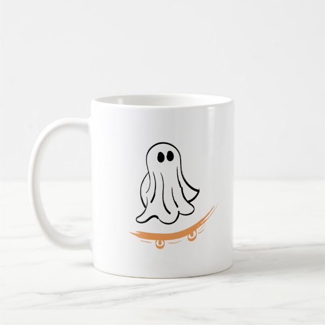 Taza De Café Cute ghost on skateboard (Izquierda)