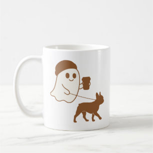 Taza De Café Cute Ghost Walking Frenchie