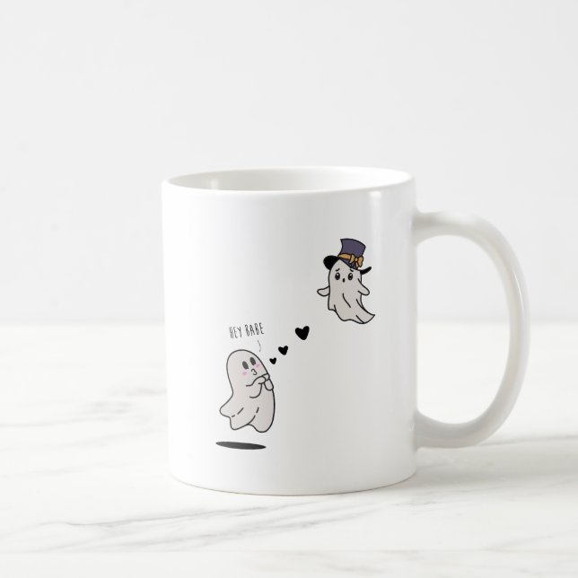 Taza De Café Cute ghosts couple talking (Derecha)
