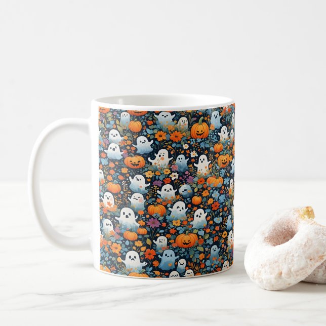 Taza De Café Cute Ghouls Halloween Mug (Con donut)