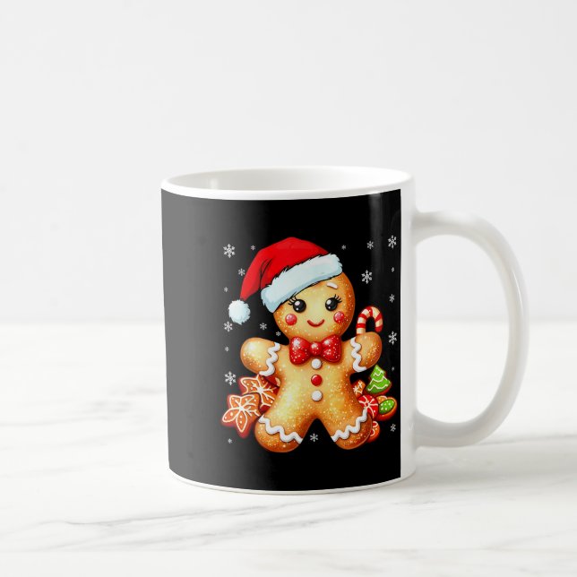Taza De Café Cute Gingerbread Christmas Snow Xmas For Women Kid (Derecha)