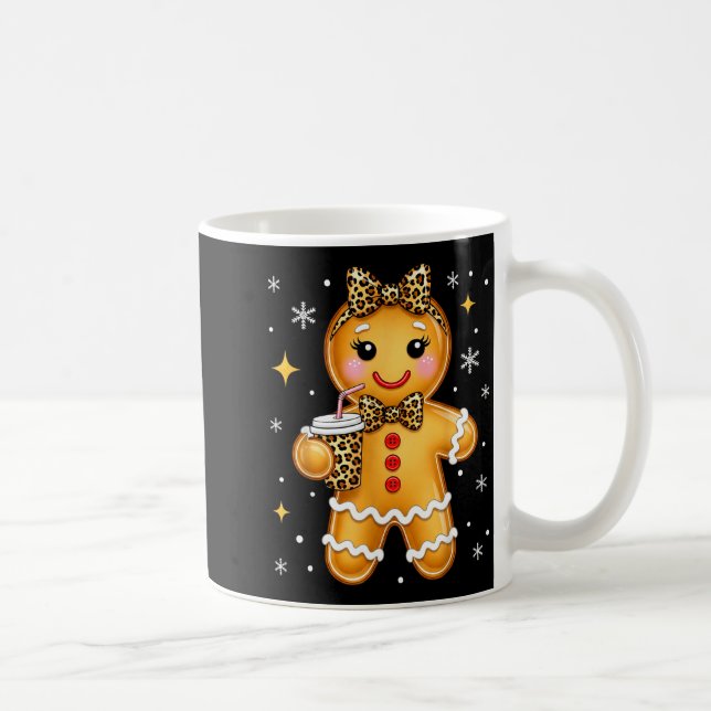 Taza De Café Cute Gingerbread Leopard Coquette Christmas Xmas G (Derecha)