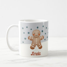 Taza De Café Cute Gingerbread Snowflakes Dibujo Nombre Navidade