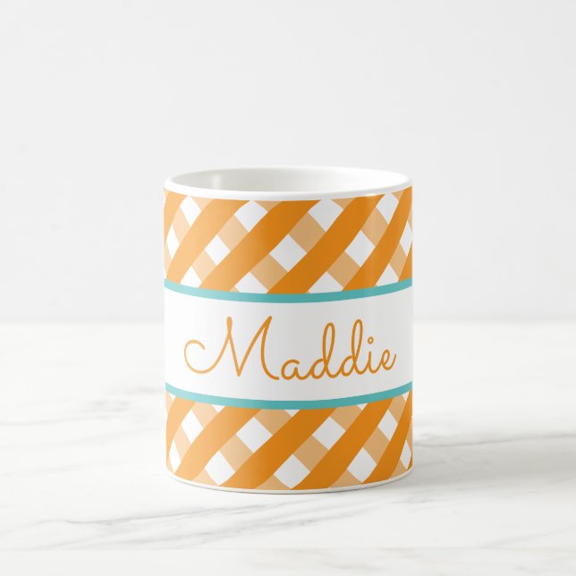 Taza De Café Cute Gingham Personalized Mug (Centro)