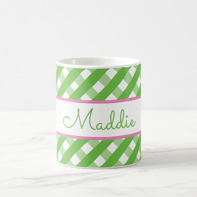 Taza De Café Cute Gingham Personalized Mug (Centro)