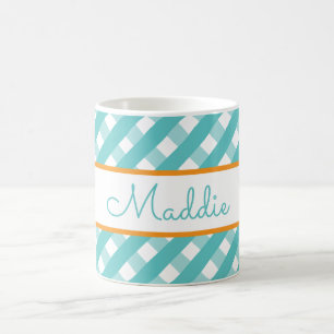 Taza De Café Cute Gingham Personalized Mug