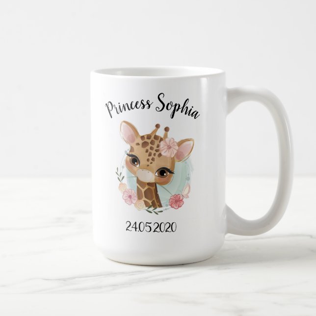 Taza De Café Cute Giraffe Jungle Animal Birday Baby Shower (Derecha)