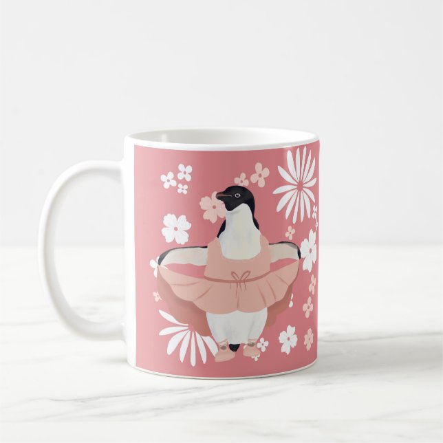 Taza De Café Cute Girly Ballerina Penguin (Izquierda)