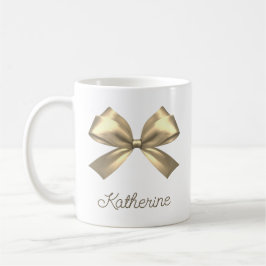 Taza De Café Cute Girly Gold Aesthetic Bow Name