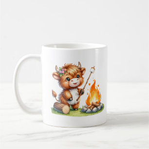 Taza De Café Cute Girly Highland Cow Camping Smores