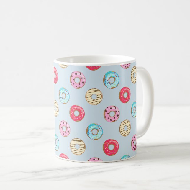 Taza De Café Cute Glazed Doughnut Pattern Light Blue (Anverso derecho)