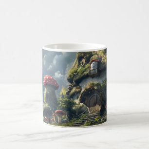 Taza De Café Cute gnome, casa de hongos
