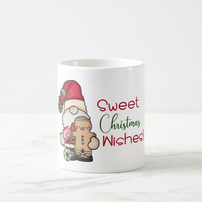 Taza De Café Cute Gnome Gingerbread Sweet Christmas Wishes  (Centro)