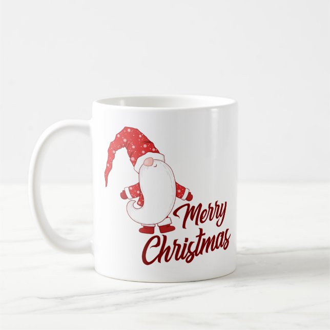 Taza De Café Cute Gnome with Long Beard Merry Christmas (Izquierda)
