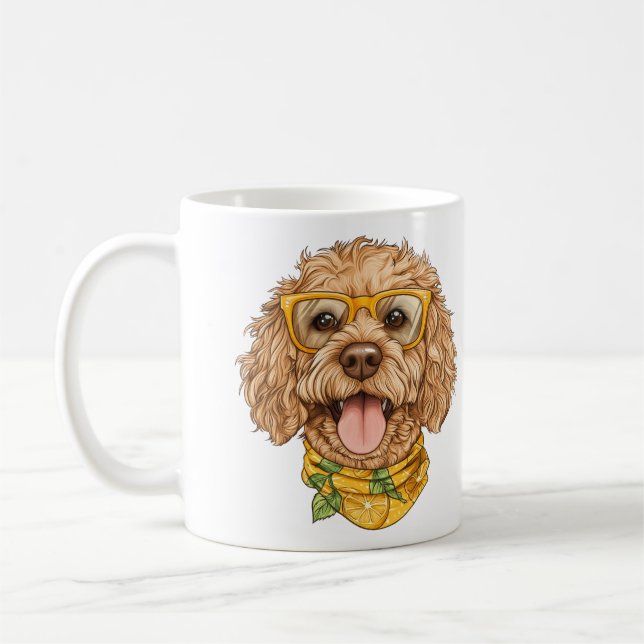 Taza De Café Cute Goldendoodle Dog Sunglasses Oranges (Izquierda)