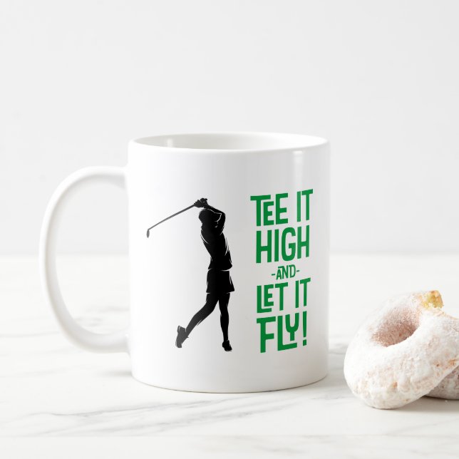 Taza De Café Cute Golf Tee Humor Divertido Deportes Pro Negro V (Con donut)